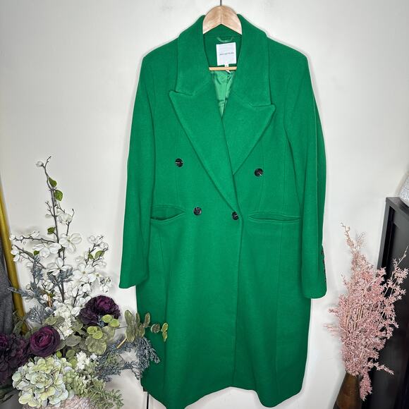 ANTHROPOLOGIE x AVEC LES FILLES Double-Breasted Coat Kelly Green Sz XL $268 - Picture 3 of 6